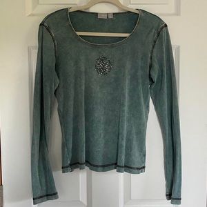 Vintage Y2K turquoise long sleeve top